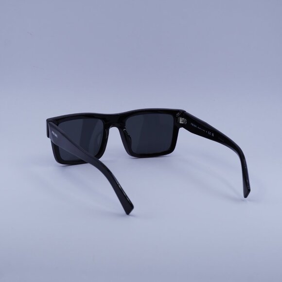 Prada PR19WSF 1AB5S0 Sunglasses Black Rectangle Frame, Dark Grey Lenses - Picture 10 of 11